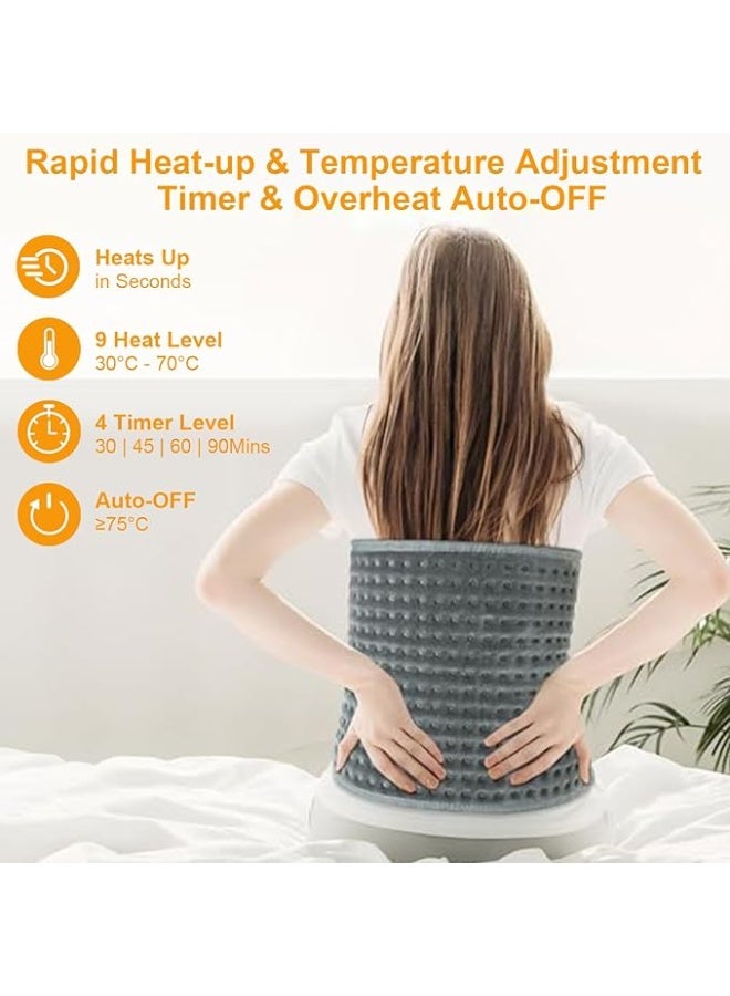 وسادة تدفئة كهربائية متطورة (30 × 60 سم) - مخدة حرارية بـ 9 مستويات للحرارة و4 إعدادات للمؤقت - بطانية حرارية قابلة للغسل للظهر والرقبة والكتف والقدم - Image 4